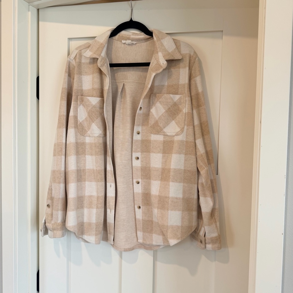 Beachlunchlounge Plaid Sally Shacket Cadigan Sweater Cover up